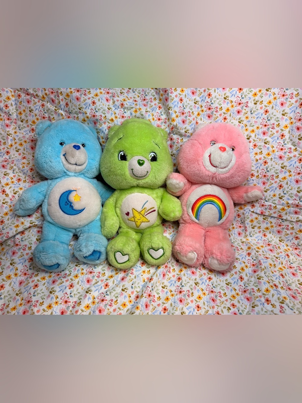 Care Bears Plush Lot Bedtime Bear (2002), Cheer Bear (2002) & Oopsy Bear (2007)